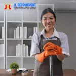 An Indonesian Maid is doing housekeeping work